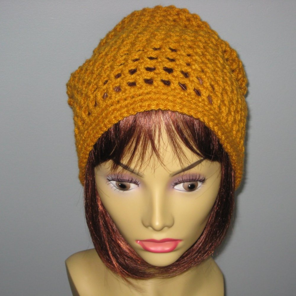 Gold Slouchy Beanie Hat - Soft Lightweight - Unisex - INVENTORY REDUCTION SALE